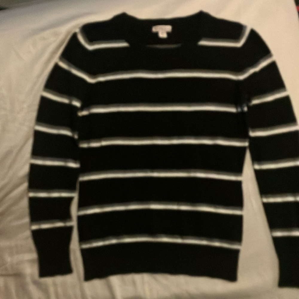 Black and White Striped Men's Sweater